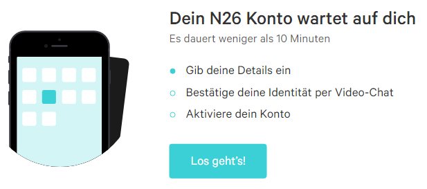 Screenshot: Kredite bei N26 erfordern ein Girokonto bei der Bank