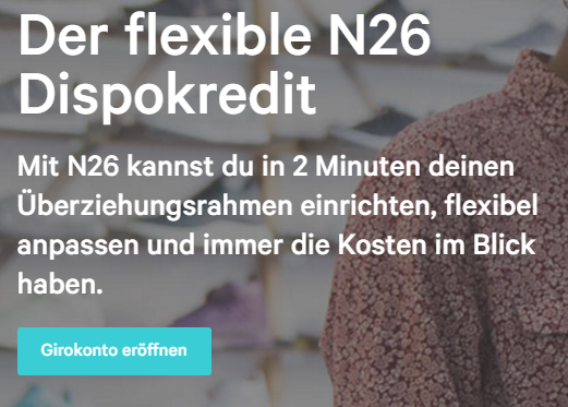 Screenshot: N26 bietet auch einen Dispokredit an