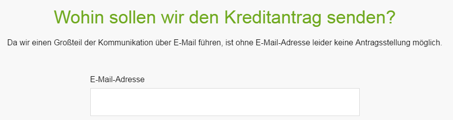 Screenshot: Unterlagen werden per E-Mail geschickt