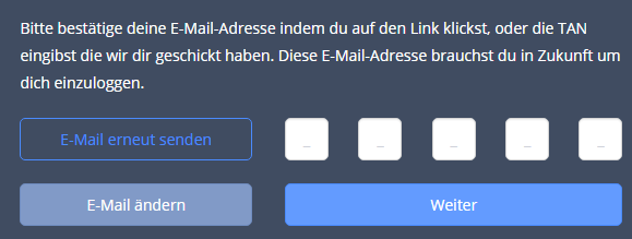 Der erste Schritt im Cashpresso Antrag: Die Eingabe einer E-Mail-Adresse